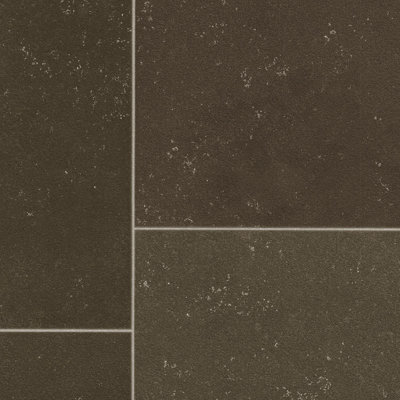  - Dark Brown Tile Effect Nonslip Vinyl Flooring For Living RoomKitchenTextile Backed2mm Vinyl Sheet -6M(19'8") X 2M(6'6")-12M²