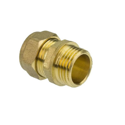 hep Online 22mm Compression By 3/4" Bsp Brass Male Iron Coupler Straight Adaptors 22mm X 3/4" (Pack Of 1) from B&Q