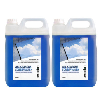 Liquipak All Seasons Screenwash Fluid Effective To Minus 5 Degree Celsius 2X5L from B&Q