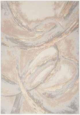 Beige Abstract Rug10mm Thickness Stain-Resistant RugModern Rug For BedroomLivingroom& Diningroom-160Cm X 221Cm from B&Q