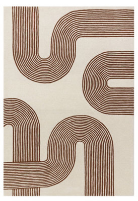 Brown Cream Handmade Modern Abstract 12-14mm Thick Stain-Resistant Rug For BedroomLiving& Dining Room-160Cm X 230Cm from B&Q