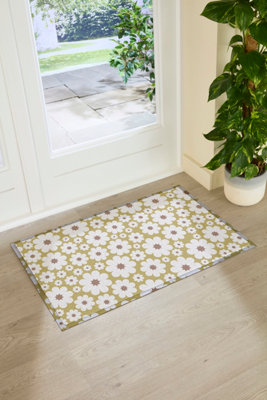 Artsy Doormats Mustard Flower  Doormat (90 X 60Cm) from B&Q