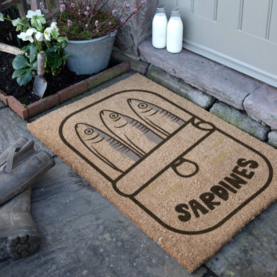 Artsy Doormats Sardine Tin Coir Doormat (90X60Cm) from B&Q