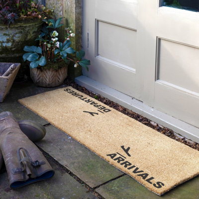 Artsy Doormats Arrivals Departures Coir Doormat (120 X 40Cm) from B&Q