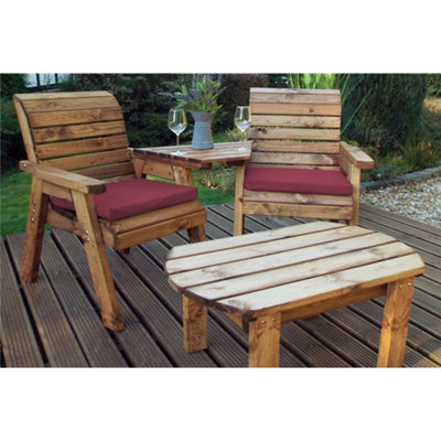 B&Q -  Traditional Twin Companion Dining Set Angled With 2 X Chair Cushion Burgundy