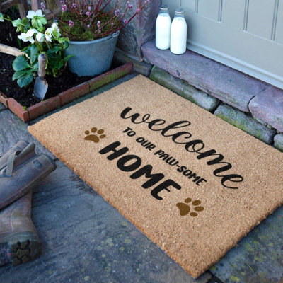 Artsy Doormats Welcome To Our Paw-Some Home Doormat (90 X 60Cm) from B&Q