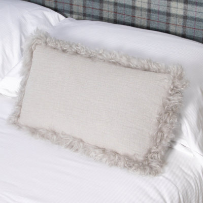 Native Natural Linen Cushion With Sheepskin Trim from B&Q