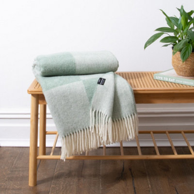 Native Natural Checkerboard Green Wool Blanket from B&Q