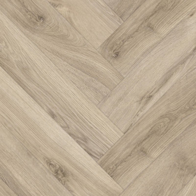 B&Q Chesp Valley Wood Effect Glue Down Luxury Vinyl Tile -Herringbone(2Mm Lvt), For Domestic & Commercial Use 5.02M² Per Pack Size 09