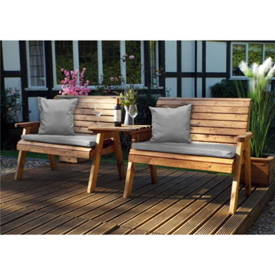 B&Q -  Traditional Twin Bench Set Straight With 2 X Bench Cushion Grey2 X Scatter Cushion Grey & 2 X Standard Covers