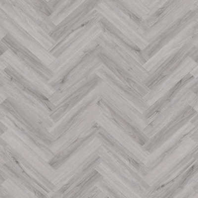 Allo (Rbh) Oxfo Grey 5.2mm Spc Click Lvt Flooring Herringbone Wood EffectFor Home & Commercial Use 2.2 M²Per Pack from B&Q