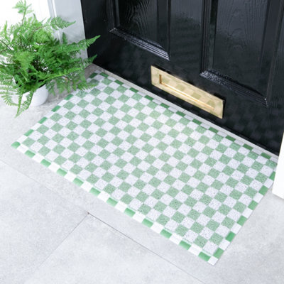 B&Q -  Green Check Doormat (70 X 40Cm)