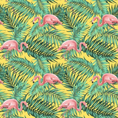 B&Q -  Eco-Friendly Yellow Tropical Flamingo Wallpaper