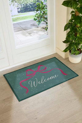 Artsy Doormats Winter Bow Welcome Indoor Outdoor Doormat from B&Q
