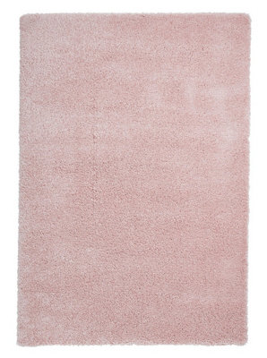 Pink Plain Shaggy RugStain-Resistant RugEasy To Clean RugModern Rug For Living Room& Dining Room-160Cm X 220Cm from B&Q
