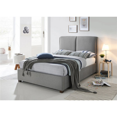 TL Beds Designer Fabric Grey Bed FrameDouble 4Ft 6" from B&Q