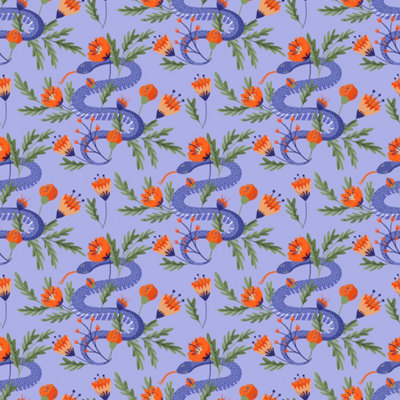 B&Q -  Eco-Friendly Purple Colourful Snake Wallpaper