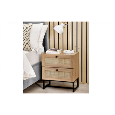 Ashfield Premium Rattan Oak-Finish Bedside Drawer2 Drawers from B&Q