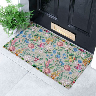 Native Natural Bold Floral Indoor & Outdoor Doormat70X40Cm from B&Q