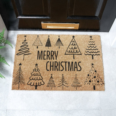 Artsy Doormats Merry Christmas Tree Pattern Coir Doormat (60 X 40Cm) from B&Q