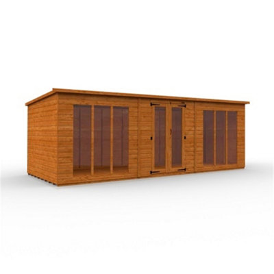 20Ft X 8Ft (5950mm X 2350mm) Horsforth Shiplap Full Pane Pent Retreat Summerhouse With 6 Windows-31846 