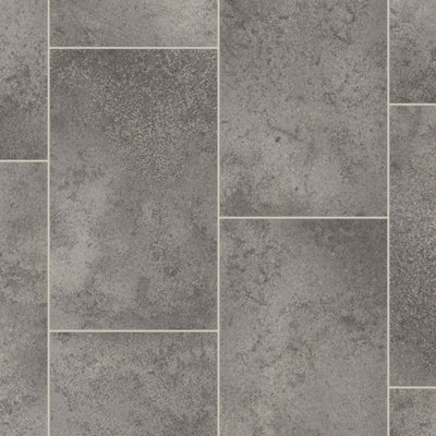  - Grey Modern Stone Effect Anti-Slip Vinyl Flooring For HomeShopsOffices2.8mm Thick Vinyl Sheet-3M(9'9") X 3M(9'9")-9M²