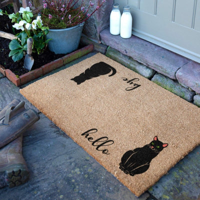 Artsy Doormats Hello Bye Cats Doormat (90 X 60Cm) from B&Q