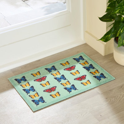 Artsy Doormats Butterfly Pattern Indoor Washable Doormat 60X40Cm from B&Q