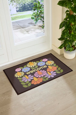 Artsy Doormats Elizabeth Olwen Welcome Floral Indoor/outdoor Doormat (90X60Cm) from B&Q