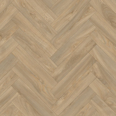  - Sepia Herringbone Brown Wood Effect Anti-Slip Vinyl Flooring Sheet For Kitchen Bathroom Dinning Room -3M(9'9") X 3M(9'9")-9M²