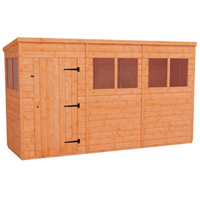 Horsforth 12 X 4 (3.53M X 1.15M) Wooden Tongue And Groove Pent Shed - Single Door (12mm T&g Floor And Roof) (12Ft X 4Ft) (12X4)