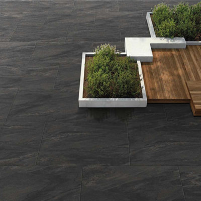 Stonewise County Anthracite 600X900mm Porcelain Paving Slabs ,pack Of 20Slip Resistant Patio Tiles For Landscaping Projects from B&Q