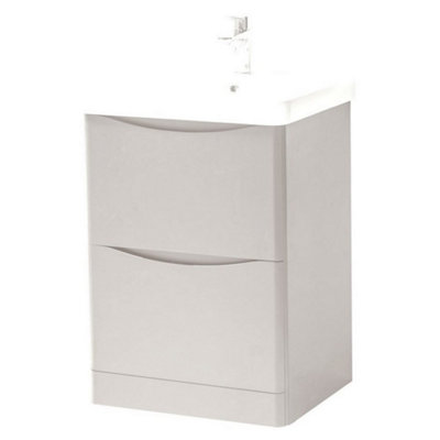 Clifton Bathroom Floor Standing 2-Drawer Vanity Unit With Basin 600mm WideCashmere(Arch)Brassware Not Included from B&Q