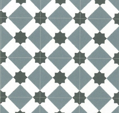 B&Q Designer Effect Vinyl Flooring For Livingroom, Kitchen, 2.6Mm Cushion Backed Vinyl Sheet-5M(16'4") X 4M(13'1")-20M² Blue/Grey