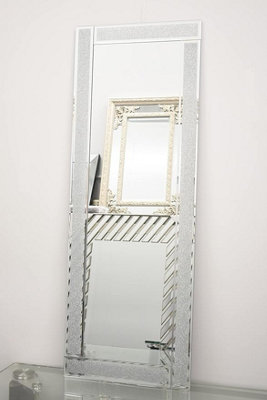 Biznest Full Length Sparkle Silver Glitter Wall Mirror Frame Glass Living Room Lounge 40X110Cm from B&Q