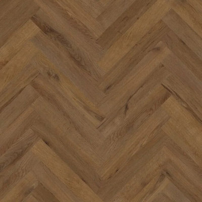 B&Q Colon 4647 Hamilton Oak Matte Wood Effect Glue-Down Luxury Vinyl Tile - Herringbone(2Mm Lvt) For Home (All Rooms) - Covers 3.34Sqm