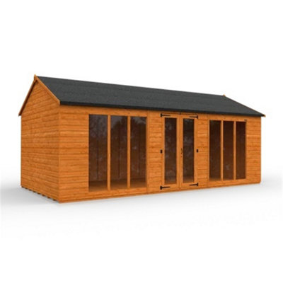 20Ft X 10Ft (5950mm X 2950mm) Horsforth Shiplap Full Pane Apex Retreat Summerhouse With 6 Windows