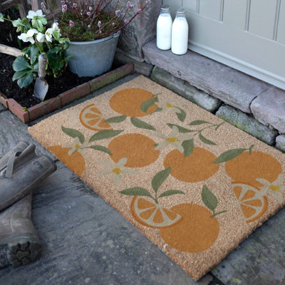 Artsy Doormats Orange Pattern Coir Doormat (90 X 60Cm) from B&Q