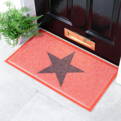 B&Q -  Pink Large Star Doormat (70 X 40Cm)