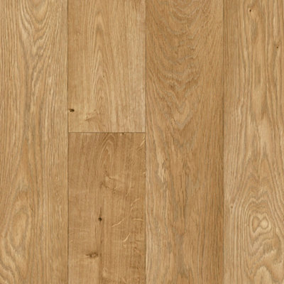  - Light Brown Wood Effect Vinyl Flooring For LivingroomKitchen2.8mm Thick Cushion Backed Vinyl Sheet-6M(19'8") X 2M(6'6")-12M²