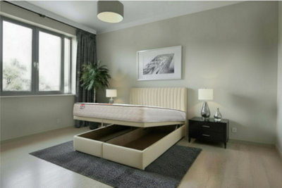 Knight Sleep Emily Ottoman Bed Cream Plush 4Ft  With Mattress & 24"headboardSmall Double from B&Q