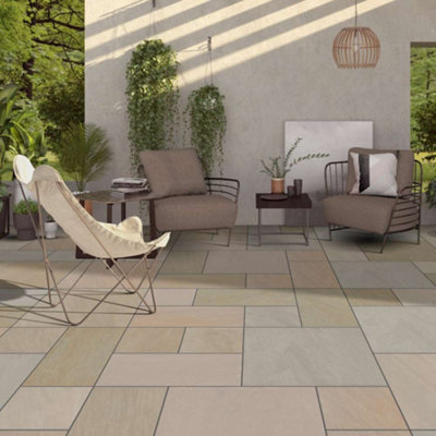 Stonewise Raj Green 600X900X20mm Outdoor Porcelain Paving Pack Of 10 Slabs For Garden WalkwaysPatios And Mid-Sized Projects from B&Q