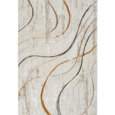 Ivory Multicolor Modern RugAnti-Shed Abstract Rug10mm Thick Abstract Rug For Bedroom& Dining Room-160Cm X 221Cm from B&Q
