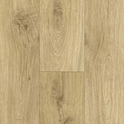  - Beige Wood Effect Vinyl Flooring For LivingroomHallwayKitchen2.7mm Cushion Backed Vinyl Sheet-4M(13'1") X 2M(6'6")-8M²
