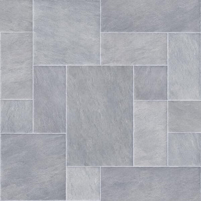  - Grey Stone Effect Anti-Slip Vinyl Flooring For KitchenBathroomLivingroom4.20mm Thick Vinyl Sheet-2M(6'6") X 4M(13'1")-8M²