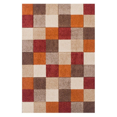 Chequered Rug11mm Thickness Geometric Modern RugEasy To Clean Rug For Bedroom& Dining Room-200Cm X 285Cm from B&Q