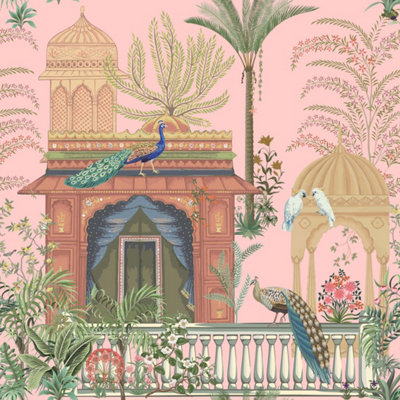 B&Q -  Eco-Friendly Pink Persian Wallpaper