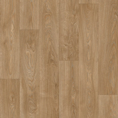 B&Q Wood Effect Flooring, Slip-Resistant Contract Commercial Vinyl Flooring With 2.0Mm Thickness-1M(3'3") X 4M(13'1")-4M² Beige/Brown