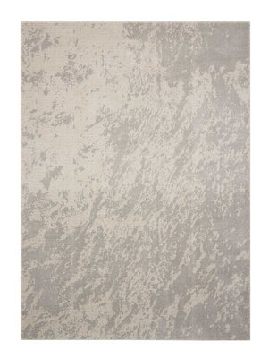 Ivory/grey RugAbstract Rug With 10mm ThickAnti-Shed Modern Luxurious Rug For Bedroom& Dining Room-66 X 229Cm (Runner) from B&Q