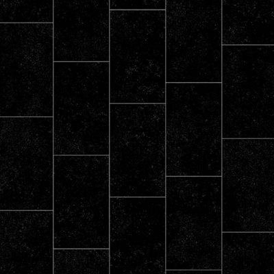 B&Q Black Anti-Slip Tile Effect Vinyl Flooring For Livingroom, Kitchen, 2.0Mm Cushion Backed Vinyl Sheet -3M(9'9") X 2M(6'6")-6M² 4M